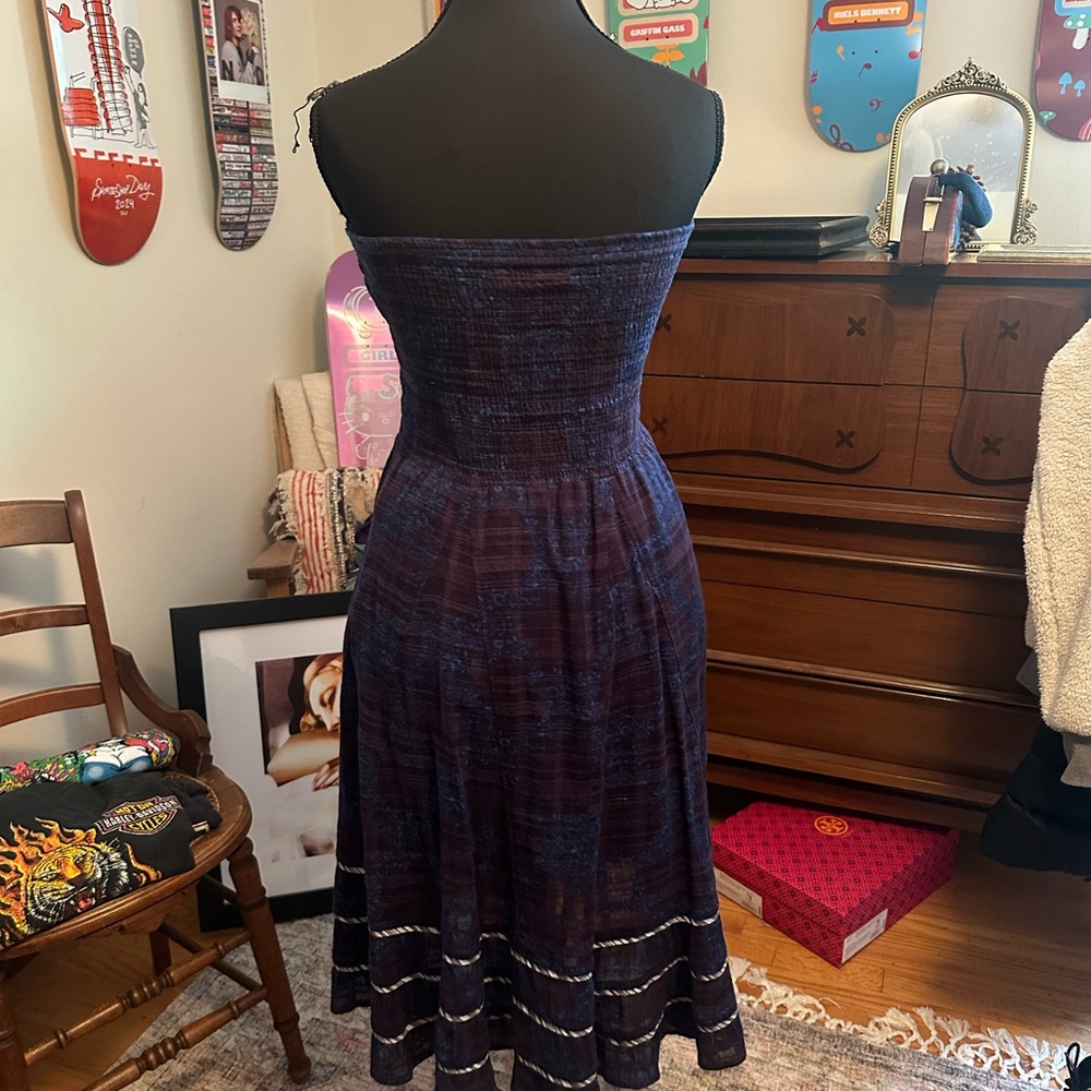 Free People Blue Strapless Sundress Casual
